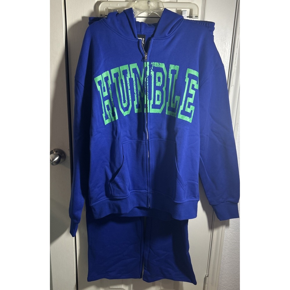 Humble Religion Mens 2 Piece Matching Sweatsuit Hoodie and Sweat Pants 2XL Blue